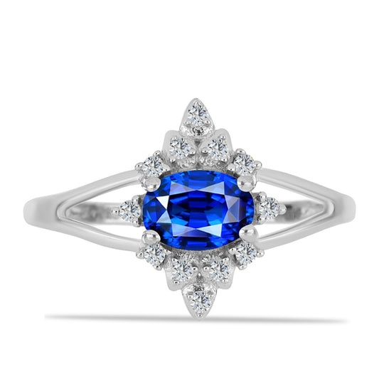 Anillo de Plata con Zafiro Azul Australiano y Topacio Blanco