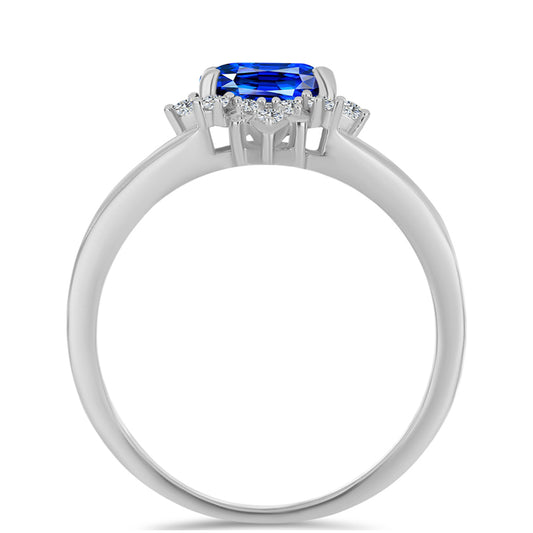 Anillo de Plata con Zafiro Azul Australiano y Topacio Blanco