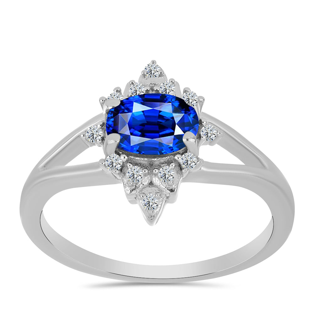 Anillo de Plata con Zafiro Azul Australiano y Topacio Blanco