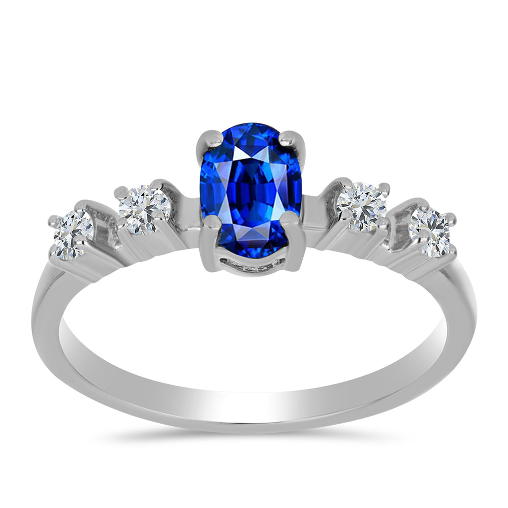 Anillo de Plata con Zafiro Azul Australiano y Topacio Blanco