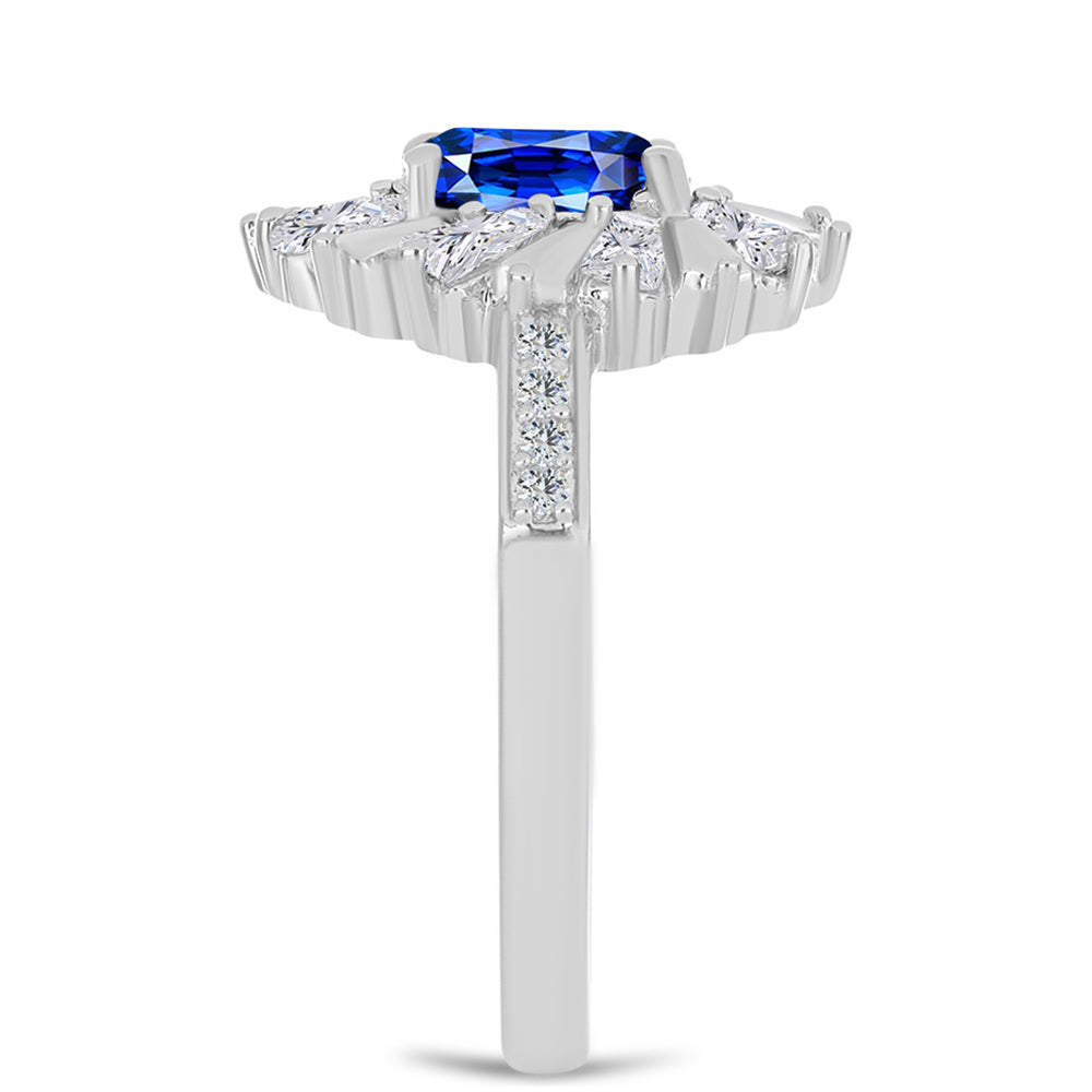 Anillo de Plata con Zafiro Azul Australiano y Zircón Blanco 4 