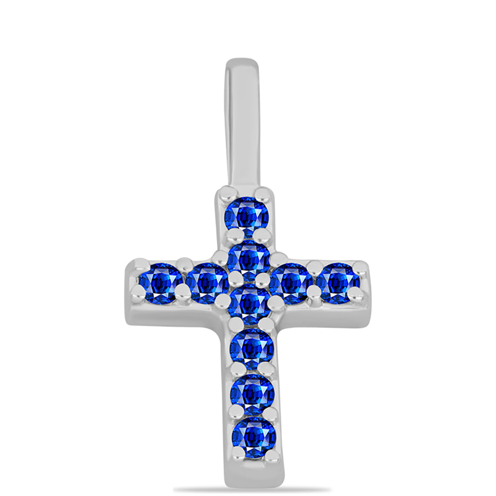 Cruz Colgante de Plata con Zafiro Azul Australiano