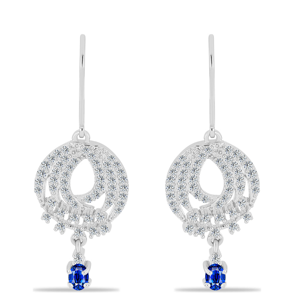 Pendientes de Plata con Zafiro Azul Australiano y Topacio Blanco 1 