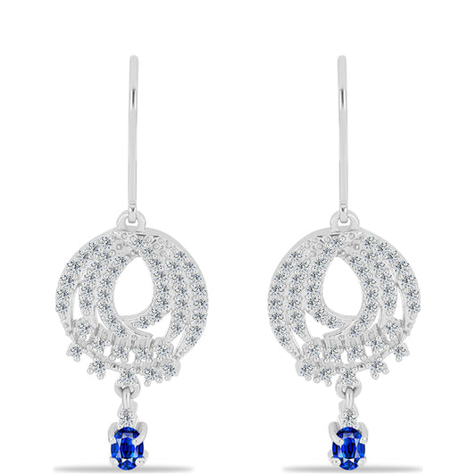 Pendientes de Plata con Zafiro Azul Australiano y Topacio Blanco
