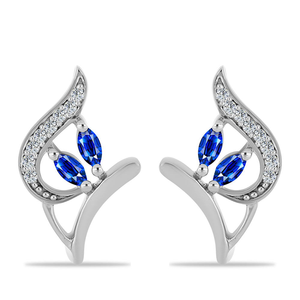 Pendientes de Plata con Zafiro Azul Australiano y Topacio Blanco 1 