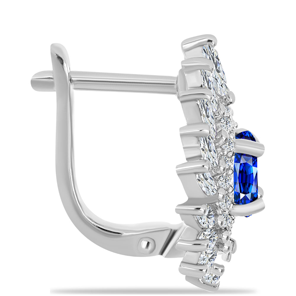 Pendientes de Plata con Zafiro Azul Australiano y Zircón Blanco