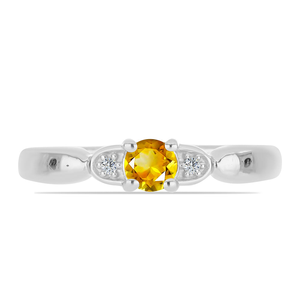 Anillo de Plata con Citrino de los Montes Urales y Topacio Blanco 1 