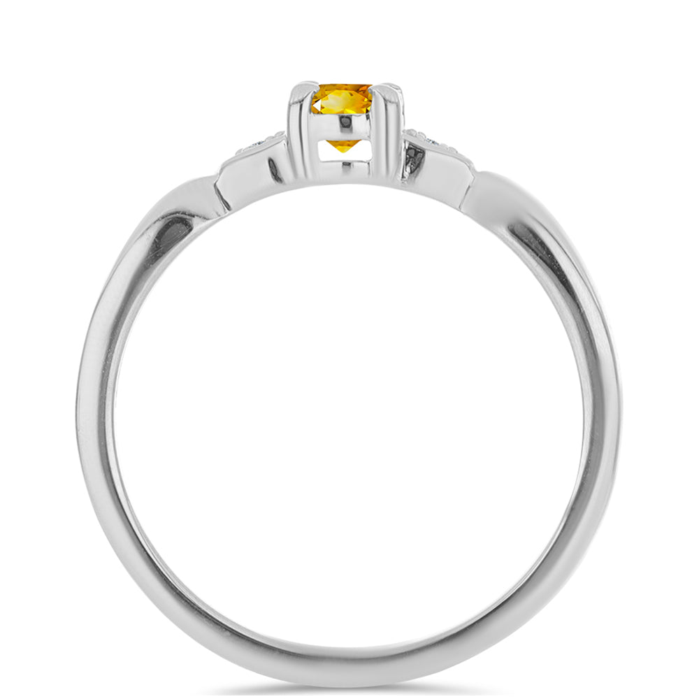 Anillo de Plata con Citrino de los Montes Urales y Topacio Blanco 2 