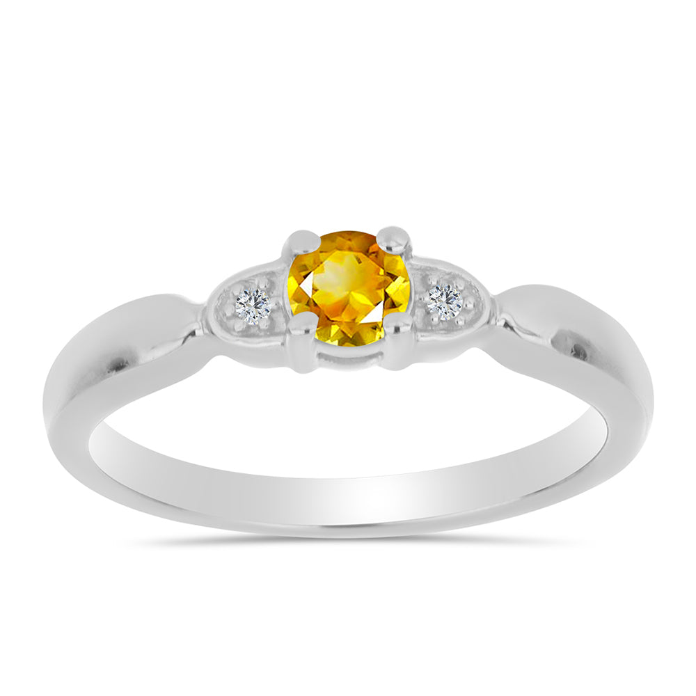 Anillo de Plata con Citrino de los Montes Urales y Topacio Blanco 3 