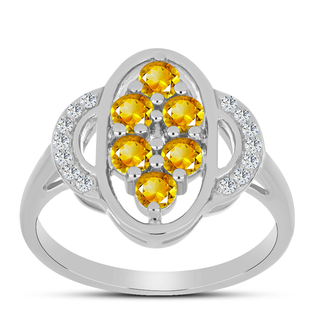 Anillo de Plata con Citrino de los Montes Urales y Topacio Blanco 3 