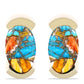 Conjunto de Plata Bañada en Oro con Turquesa Ostra ( Pendientes +Anillo +Colgante )