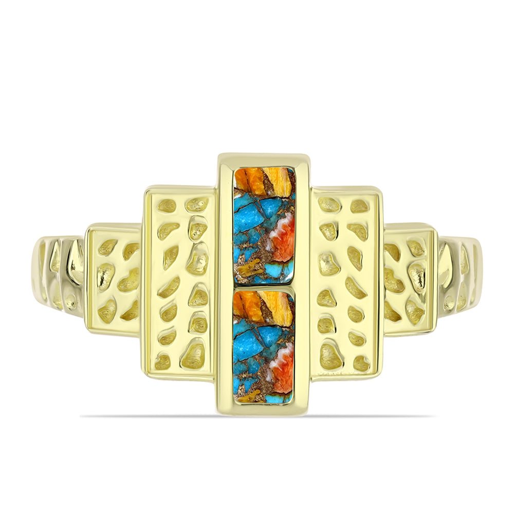 Anillo de Plata Bañada en Oro con Turquesa Ostra 1 