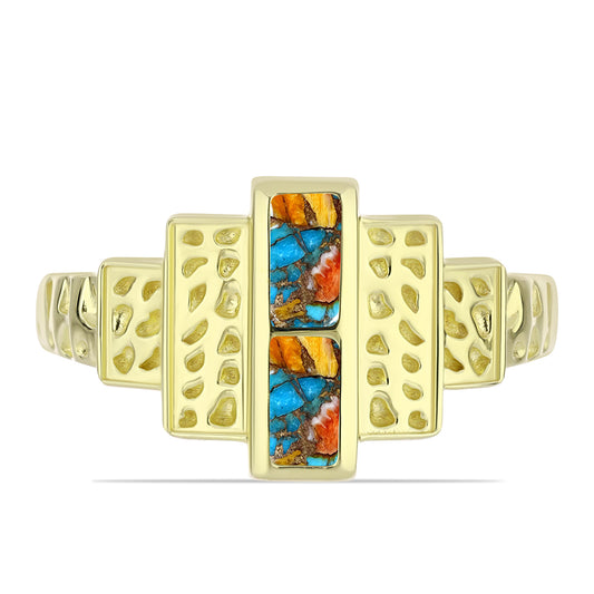 Anillo de Plata Bañada en Oro con Turquesa Ostra