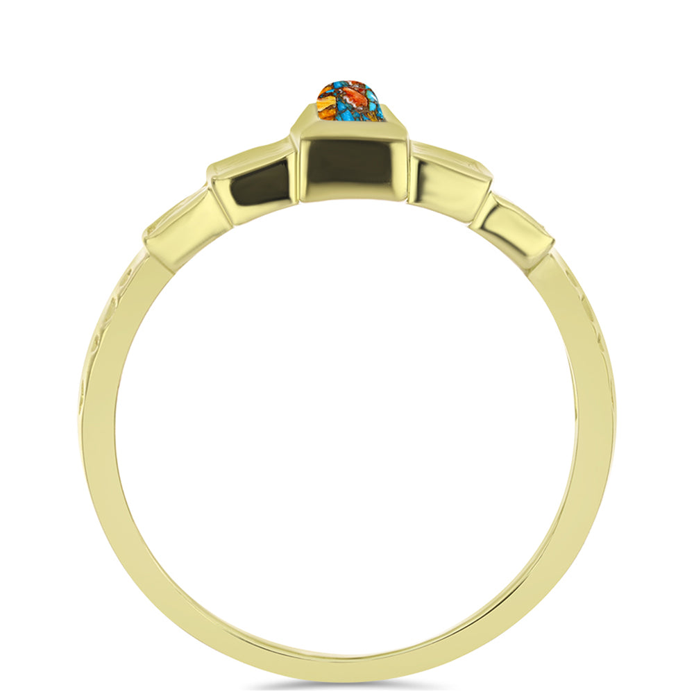 Anillo de Plata Bañada en Oro con Turquesa Ostra 2 