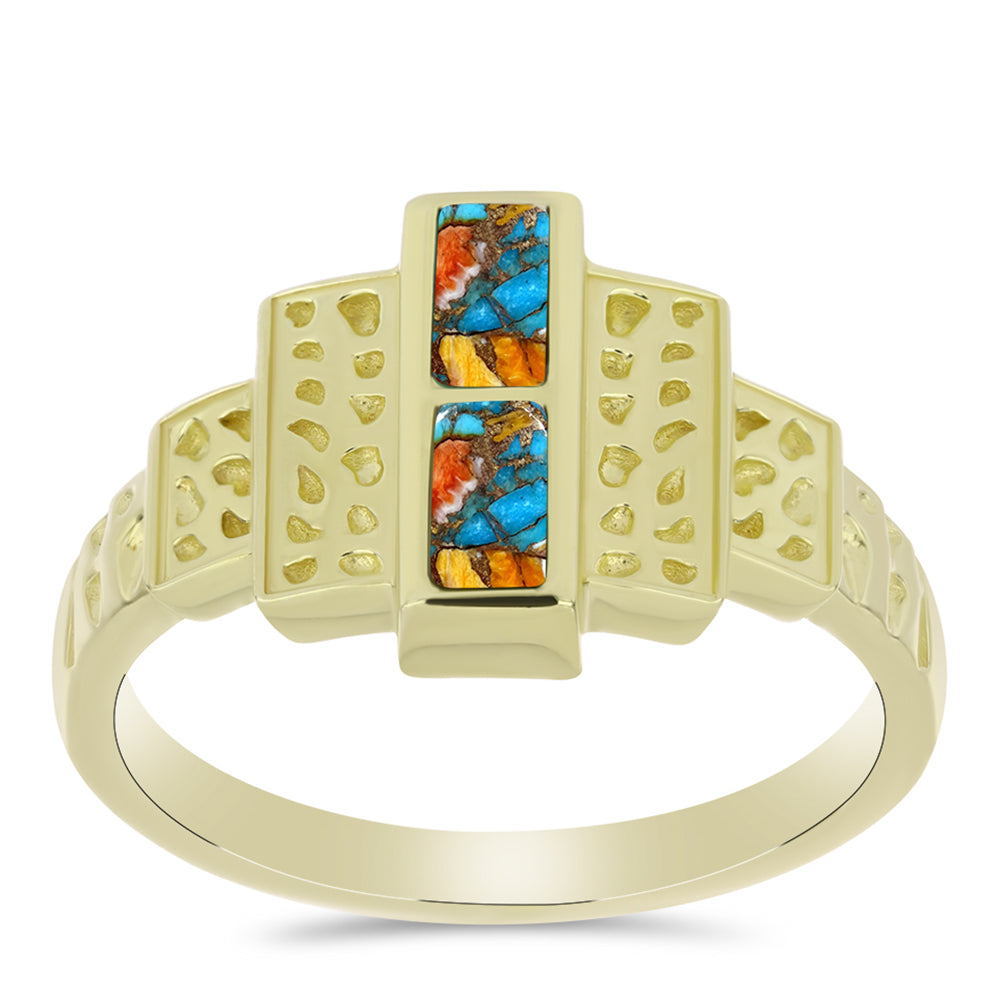 Anillo de Plata Bañada en Oro con Turquesa Ostra