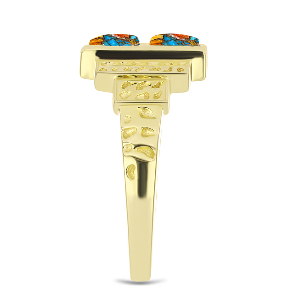 Anillo de Plata Bañada en Oro con Turquesa Ostra 4 