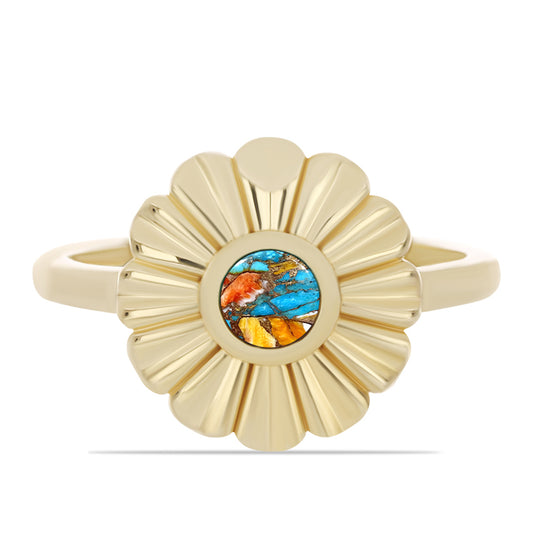 Anillo de Plata Bañada en Oro con Turquesa Ostra