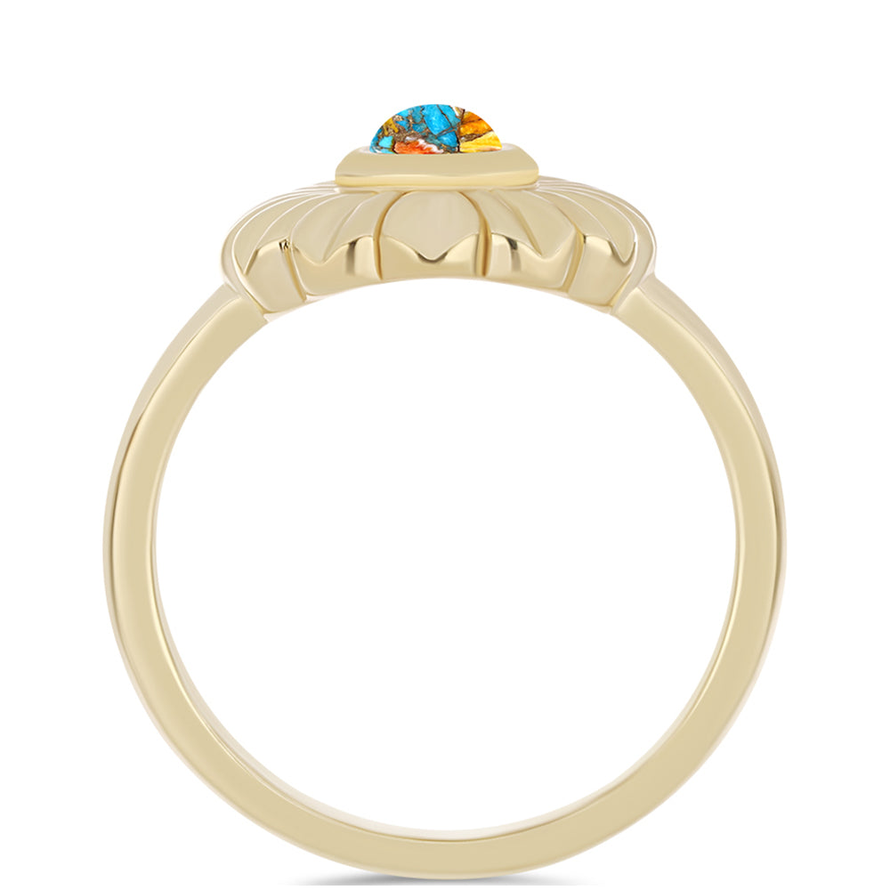 Anillo de Plata Bañada en Oro con Turquesa Ostra