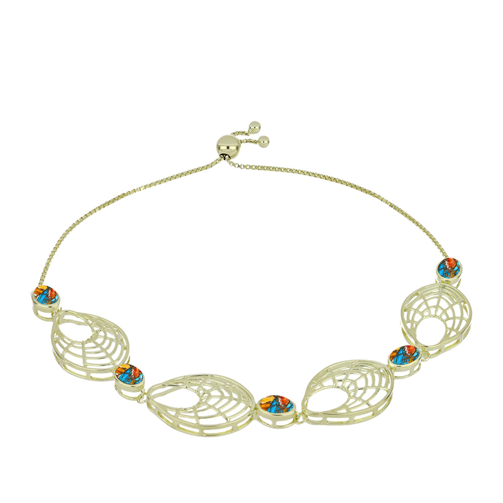 Pulsera de Plata Bañada en Oro con Turquesa Ostra 1 