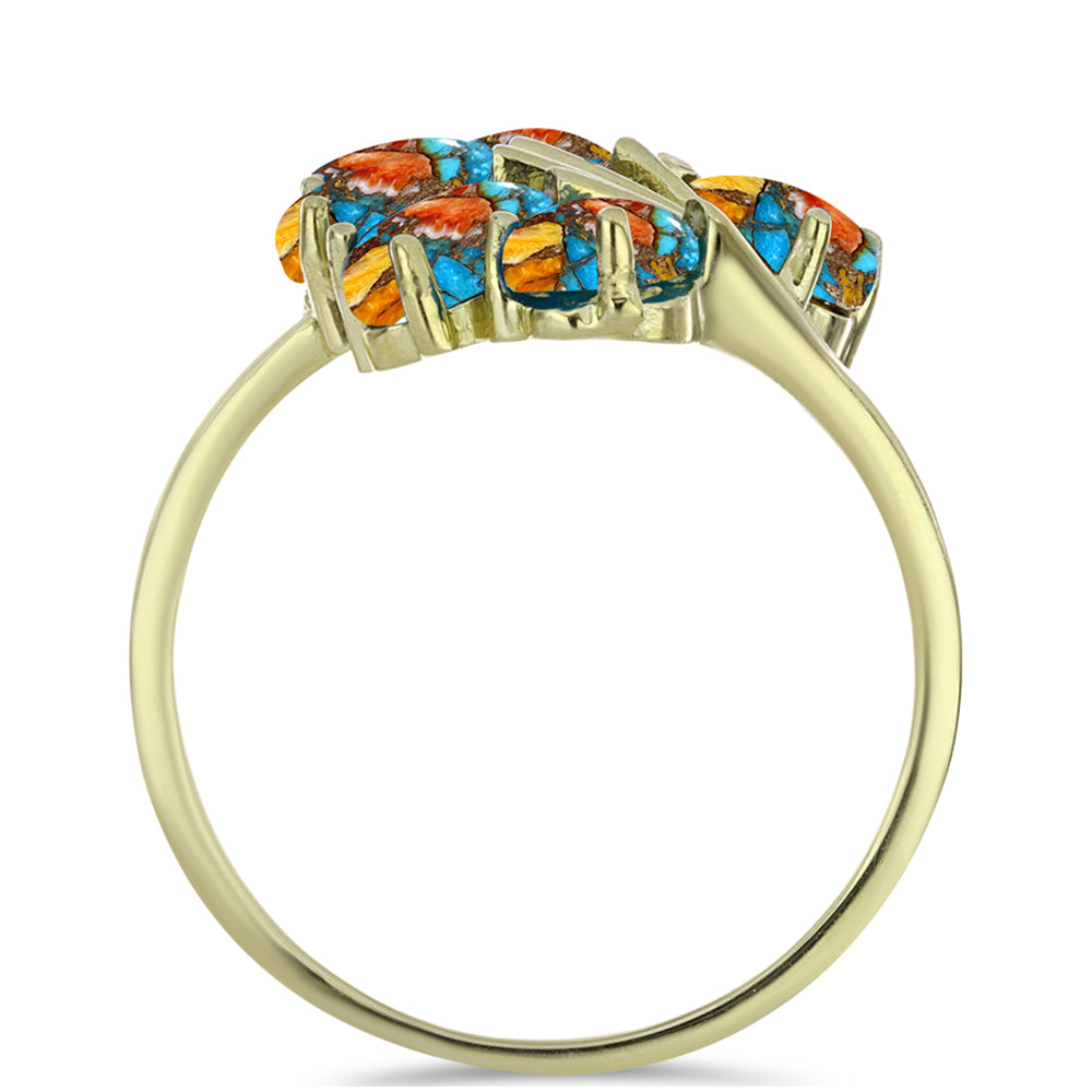 Anillo de Plata Bañada en Oro con Turquesa Ostra 2 