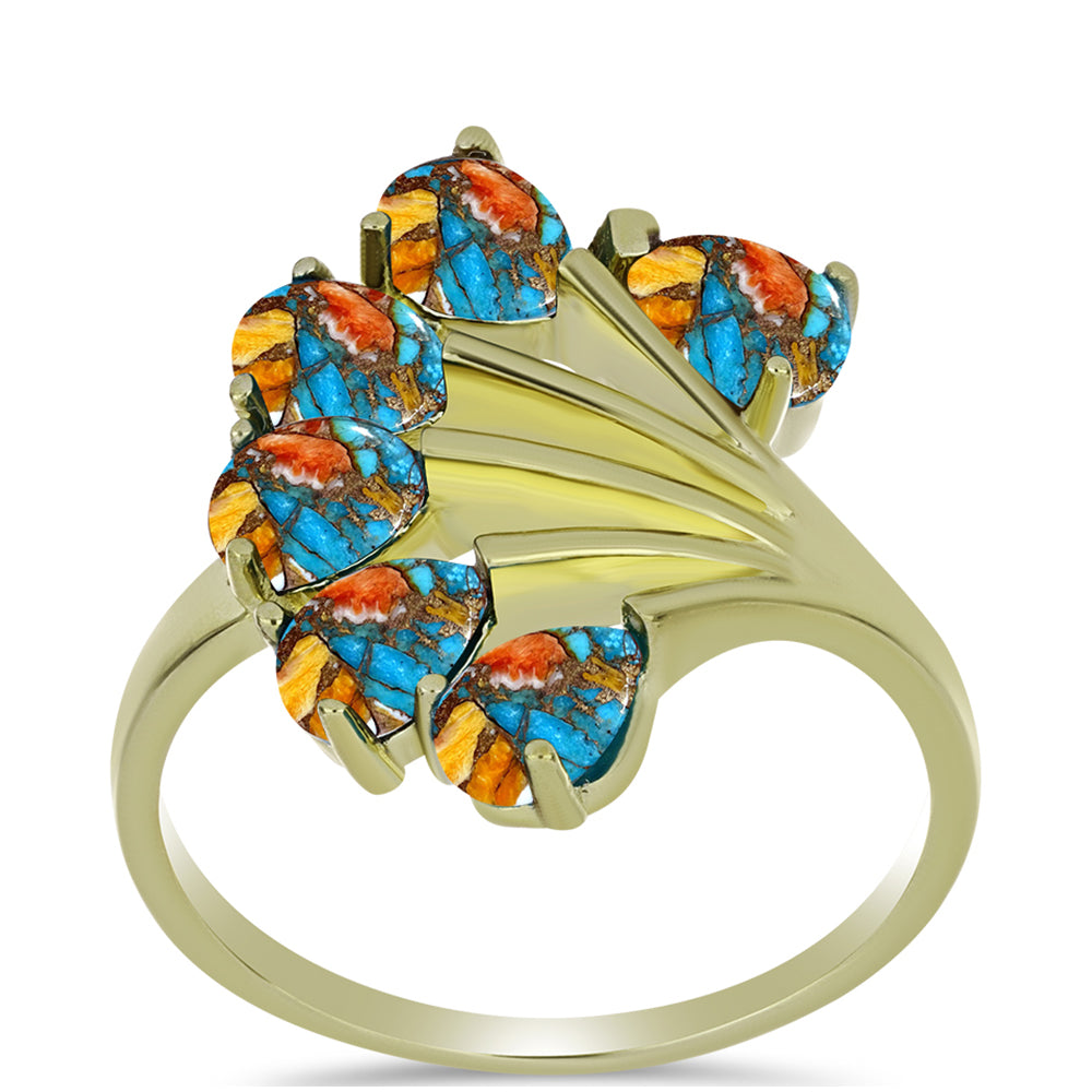 Anillo de Plata Bañada en Oro con Turquesa Ostra 3 