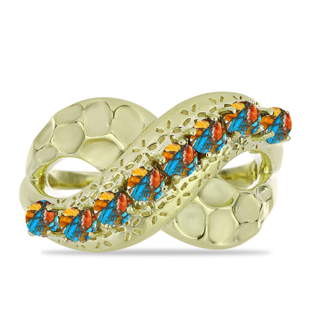 Anillo de Plata Bañada en Oro con Turquesa Ostra 1 