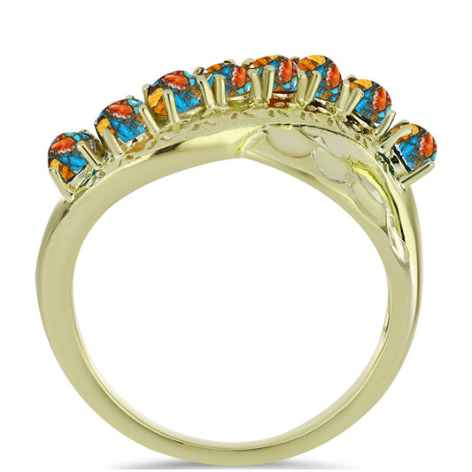 Anillo de Plata Bañada en Oro con Turquesa Ostra