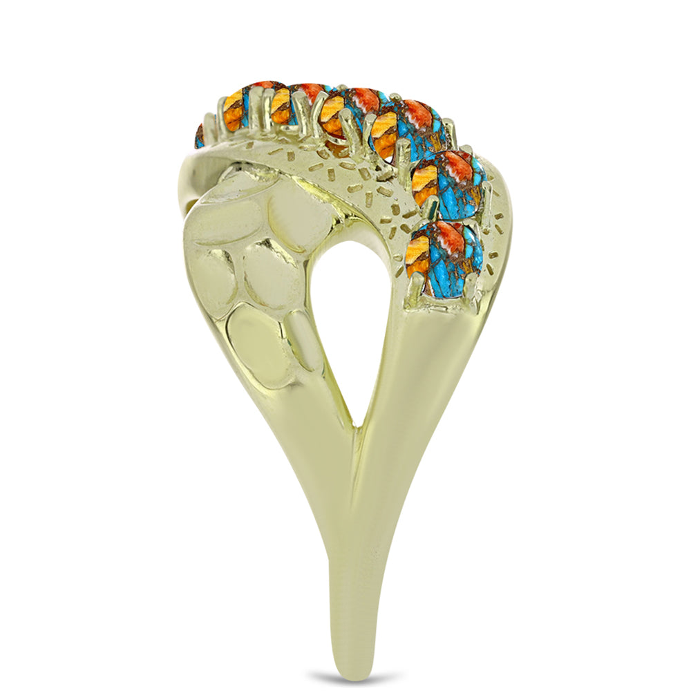 Anillo de Plata Bañada en Oro con Turquesa Ostra