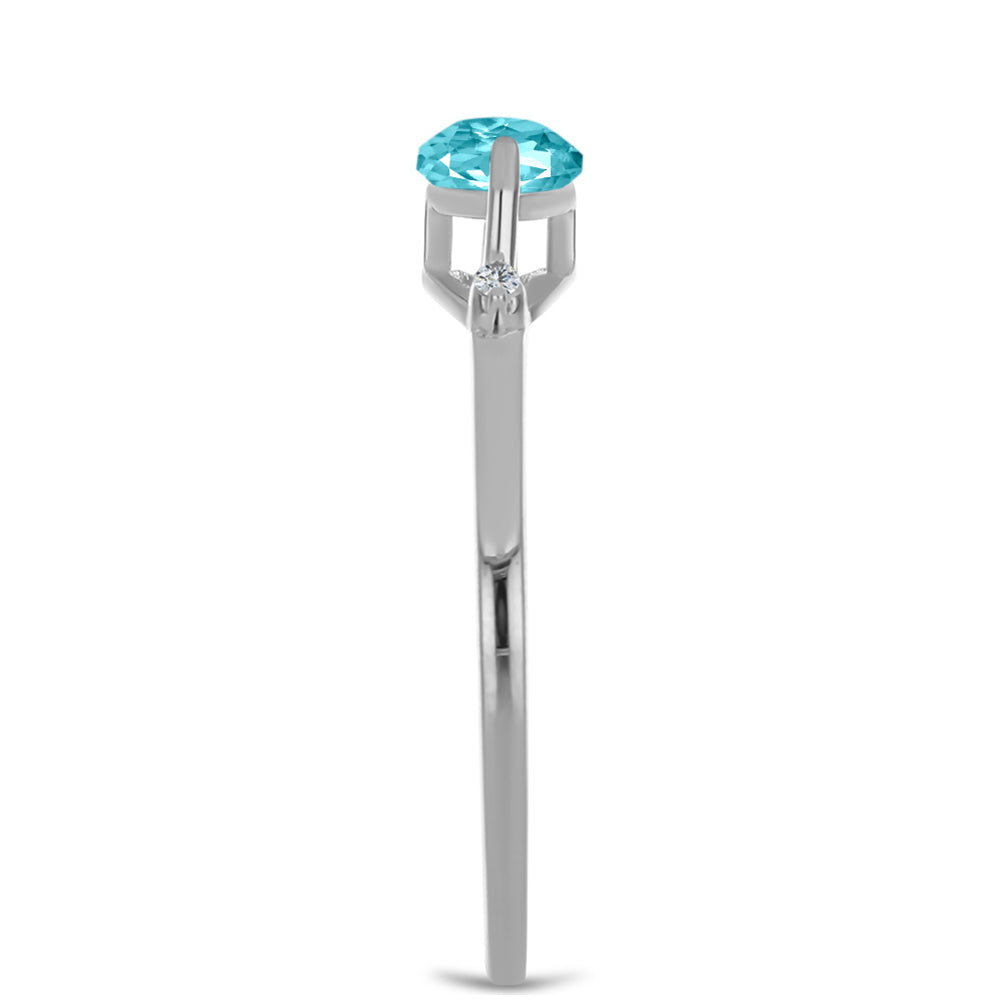 Anillo de Plata con Cuarzo Paraiba y Topacio Blanco
