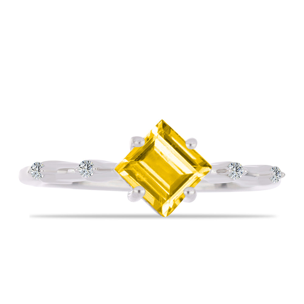 Anillo de Plata con Citrino de los Montes Urales y Topacio Blanco 1 