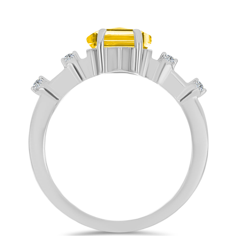 Anillo de Plata con Citrino de los Montes Urales y Topacio Blanco