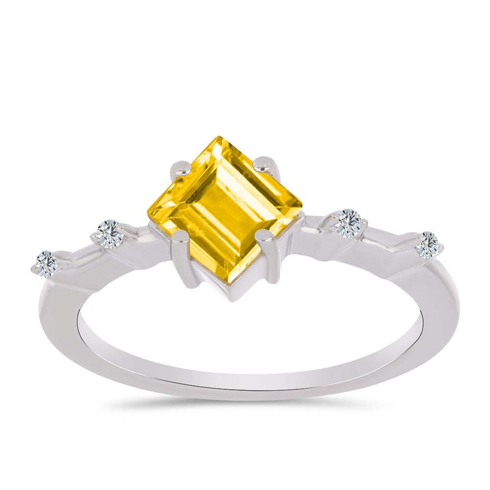 Anillo de Plata con Citrino de los Montes Urales y Topacio Blanco