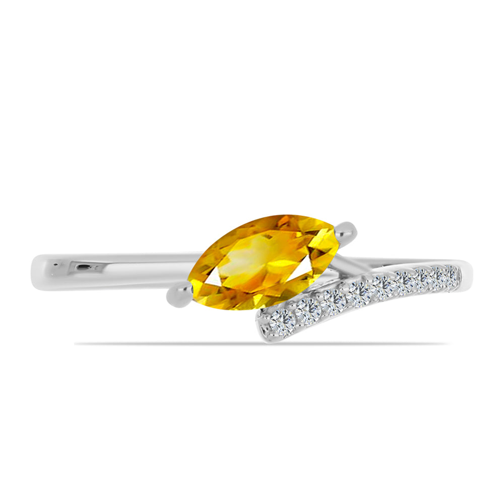 Anillo de Plata con Citrino de los Montes Urales y Topacio Blanco 2 