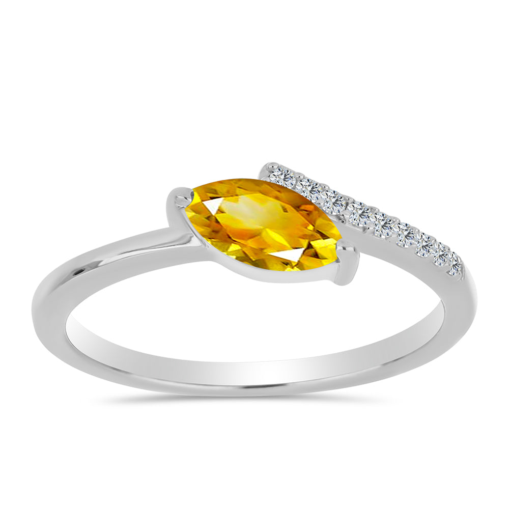 Anillo de Plata con Citrino de los Montes Urales y Topacio Blanco