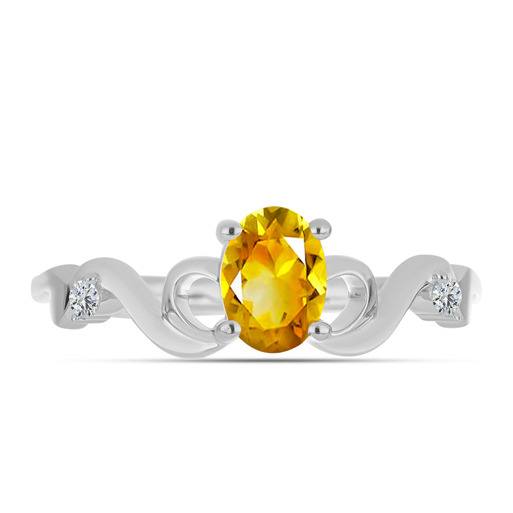 Anillo de Plata con Citrino de los Montes Urales y Topacio Blanco