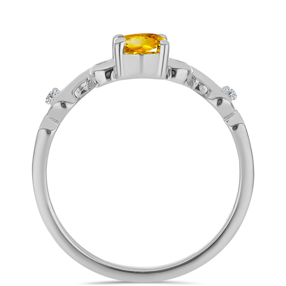 Anillo de Plata con Citrino de los Montes Urales y Topacio Blanco 2 