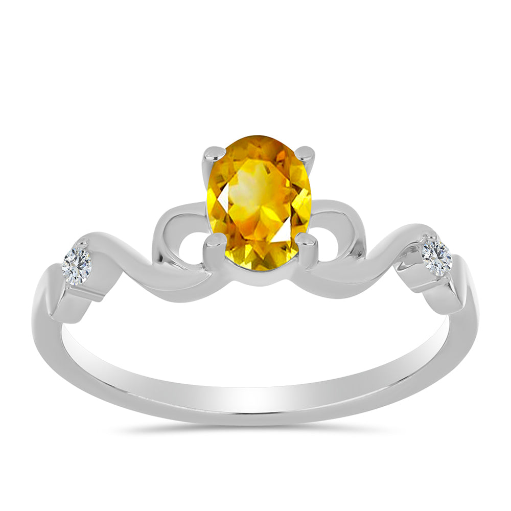 Anillo de Plata con Citrino de los Montes Urales y Topacio Blanco 3 