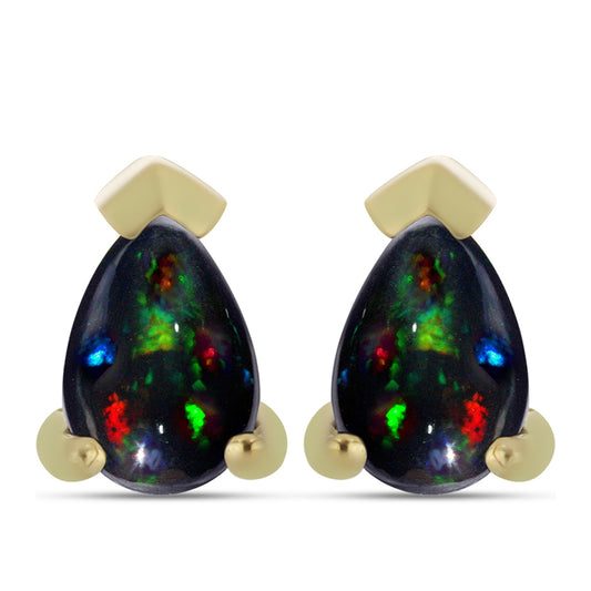 Conjunto de Plata Bañada en Oro con Ópalo negro medianoche Lega Dembi de Ëtiopía ( Pendientes +Anillo )