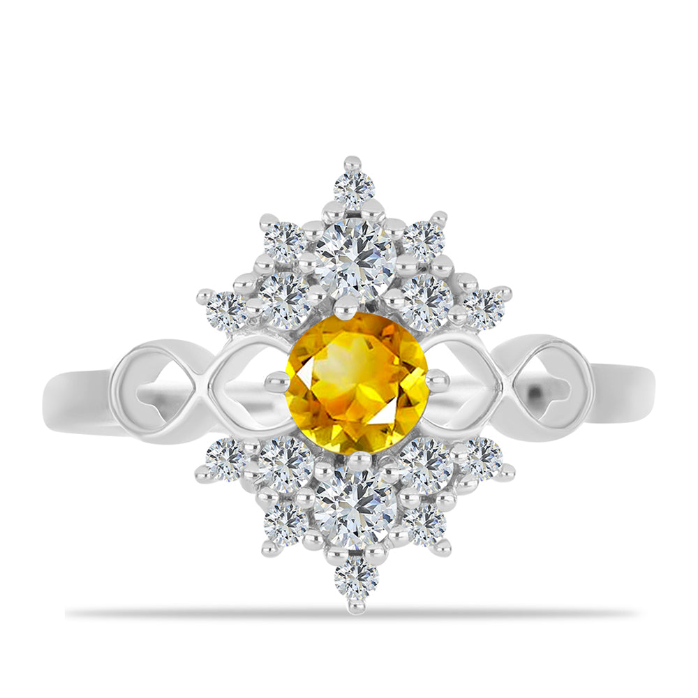 Anillo de Plata con Citrino de los Montes Urales y Topacio Blanco 1 