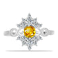 Anillo de Plata con Citrino de los Montes Urales y Topacio Blanco