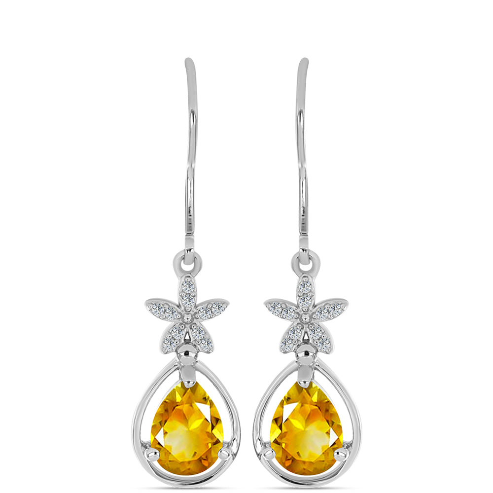 Pendientes de Plata con Citrino de los Montes Urales y Topacio Blanco 1 