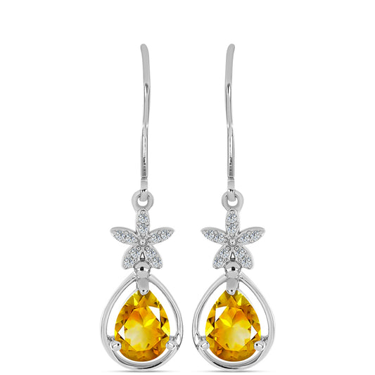 Pendientes de Plata con Citrino de los Montes Urales y Topacio Blanco