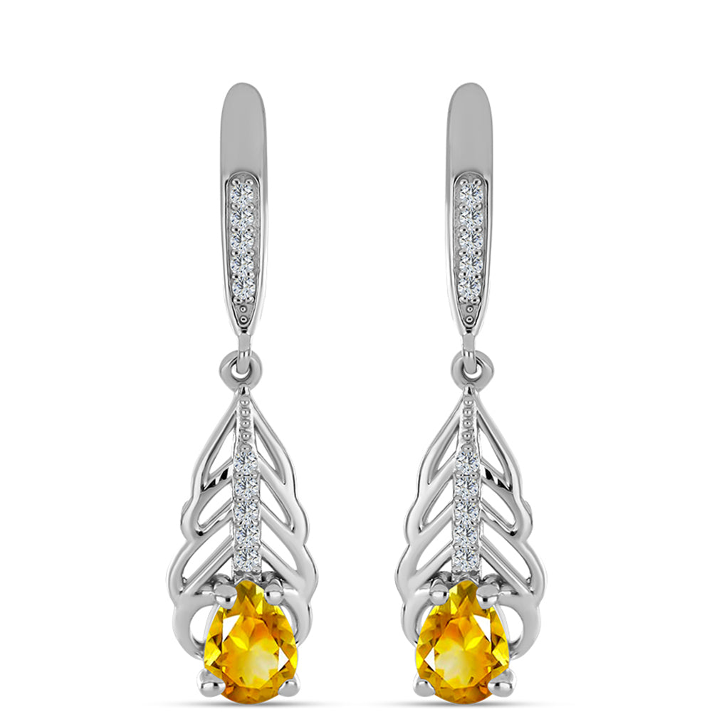 Pendientes de Plata con Citrino de los Montes Urales y Topacio Blanco 1 