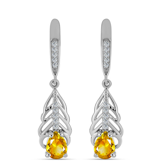 Pendientes de Plata con Citrino de los Montes Urales y Topacio Blanco