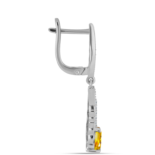 Pendientes de Plata con Citrino de los Montes Urales y Topacio Blanco