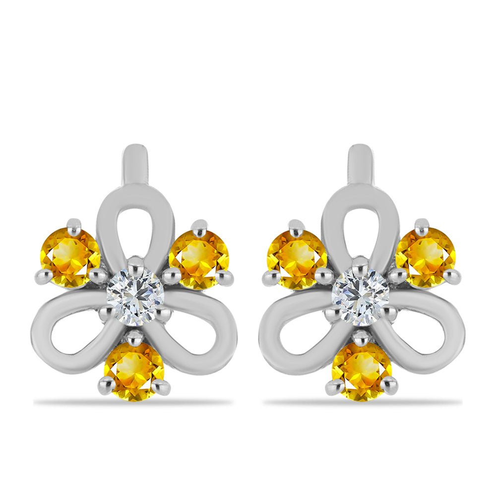 Pendientes de Plata con Citrino de los Montes Urales y Topacio Blanco 1 