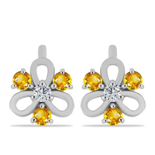 Pendientes de Plata con Citrino de los Montes Urales y Topacio Blanco