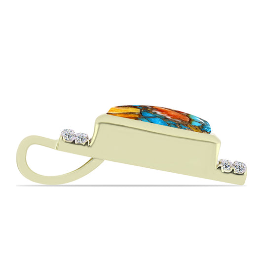 Colgante de Plata Bañada en Oro con Turquesa Ostra y Topacio Blanco