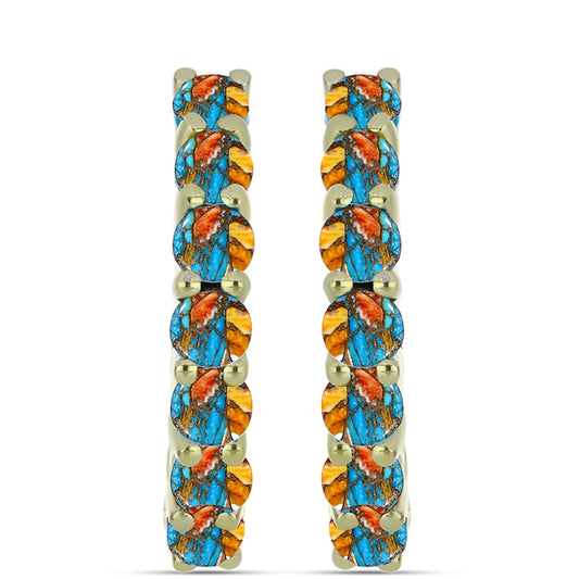 Pendientes de Plata Bañada en Oro con Turquesa Ostra