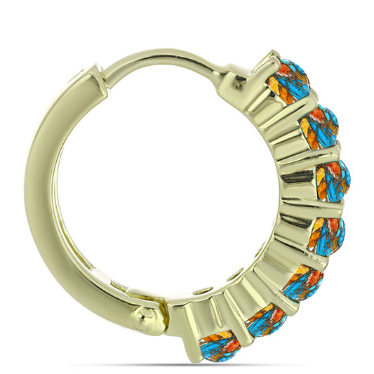 Pendientes de Plata Bañada en Oro con Turquesa Ostra